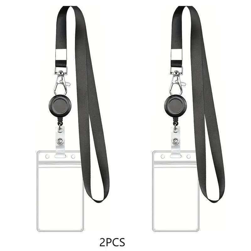 Retractable Badge Reel & Waterproof PVC ID Card Holder 1/2/3 Pk