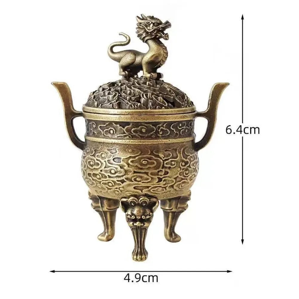 Vintage Alloy Sandalwood Incense Burner Elephant Lucky Hollow Out Lotus Incense Censer Year of the Horse Mini Three Legged Stove Oasis Select 4