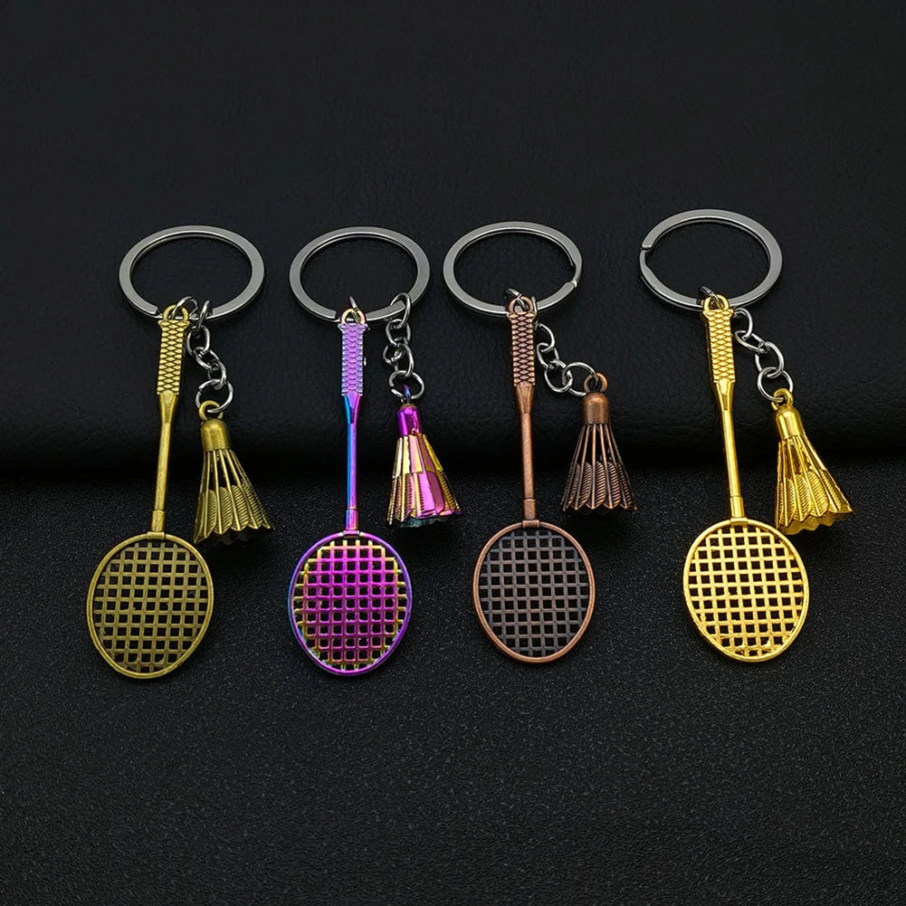 1PC Alloy Badminton Racket Keychain Sports Souvenir Pendant Car Bag Decoration Key Chain Home Decoraction Sport Style Oasis Select