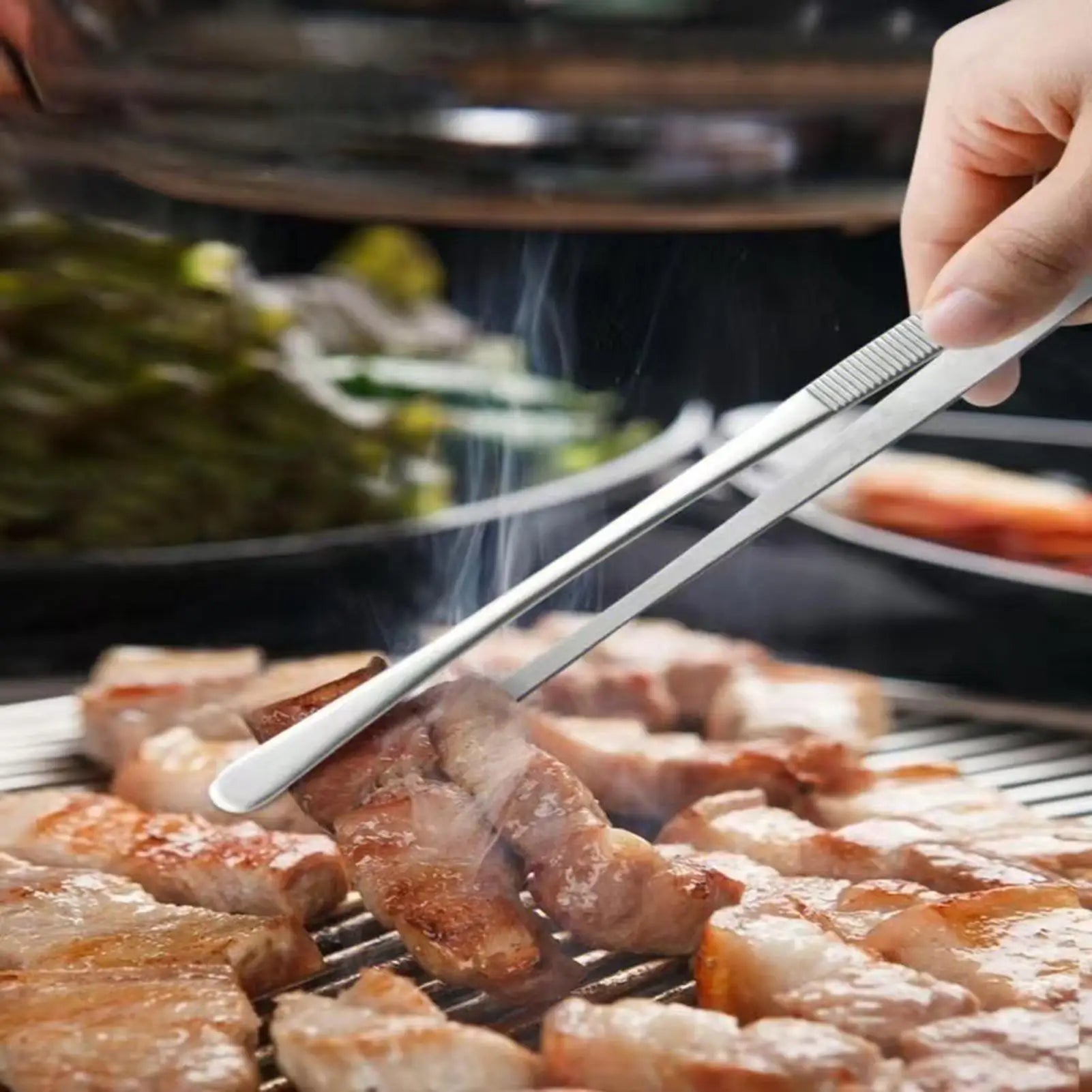 Long Cooking Tongs Stainless Steel Kitchen Tongs Non-Slip Heat Resistant BBQ Grill Tongs for Steak Seafood Buffet Salad Cooking Oasis Select