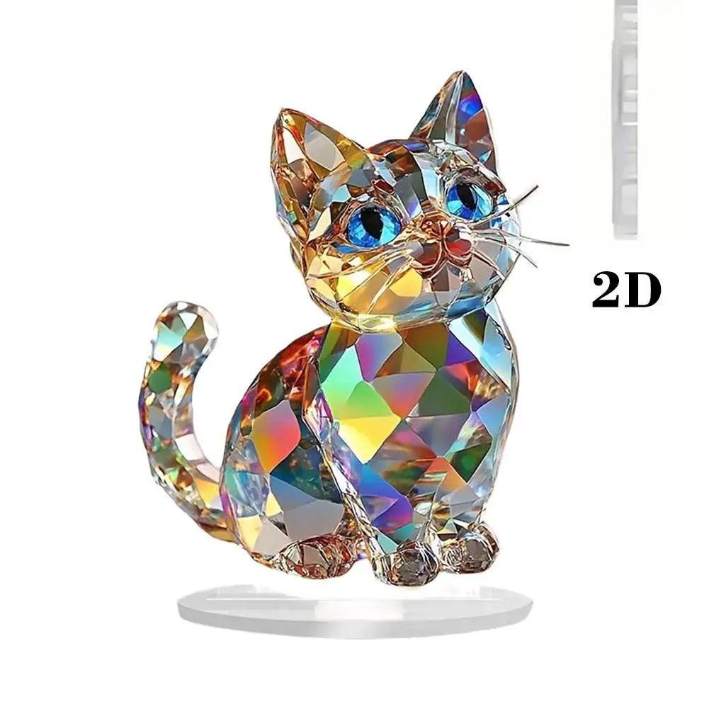 2D Acrylic Cat Statue – Colorful Miniature Desktop Decoration