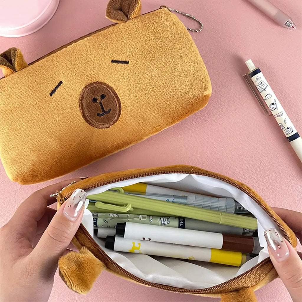 Capibala Plush Pencil Case Cute Large Capacity Pencil Case Office Storage Bag Student Stationery School Supplies Pencil Cases Oasis Select