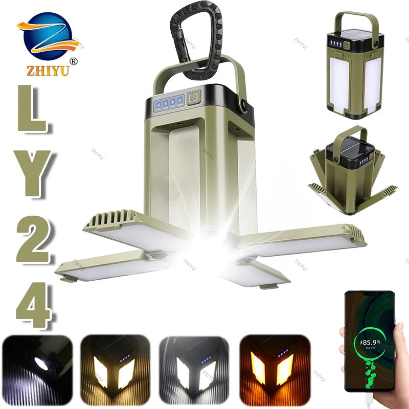 4-Leaf Folding LED Camping Lantern | Solar USB Rechargeable