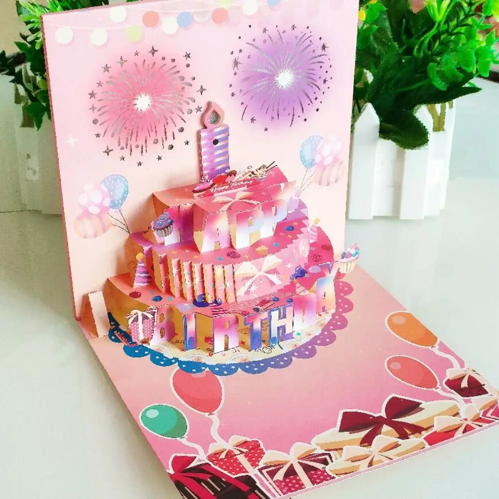 3D Pop-Up Musical Birthday Card with LED Blowable Candle