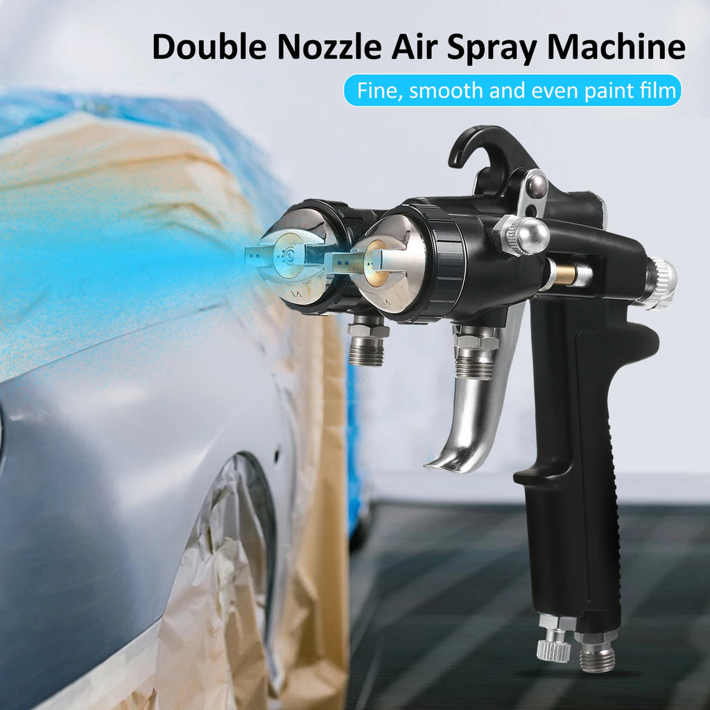 Double 1.4mm Nozzle Dual Heads Two Component Mirror Effect Silver Chrome Air Powered Spray Machine Professional Air Paint Spraye Oasis Select