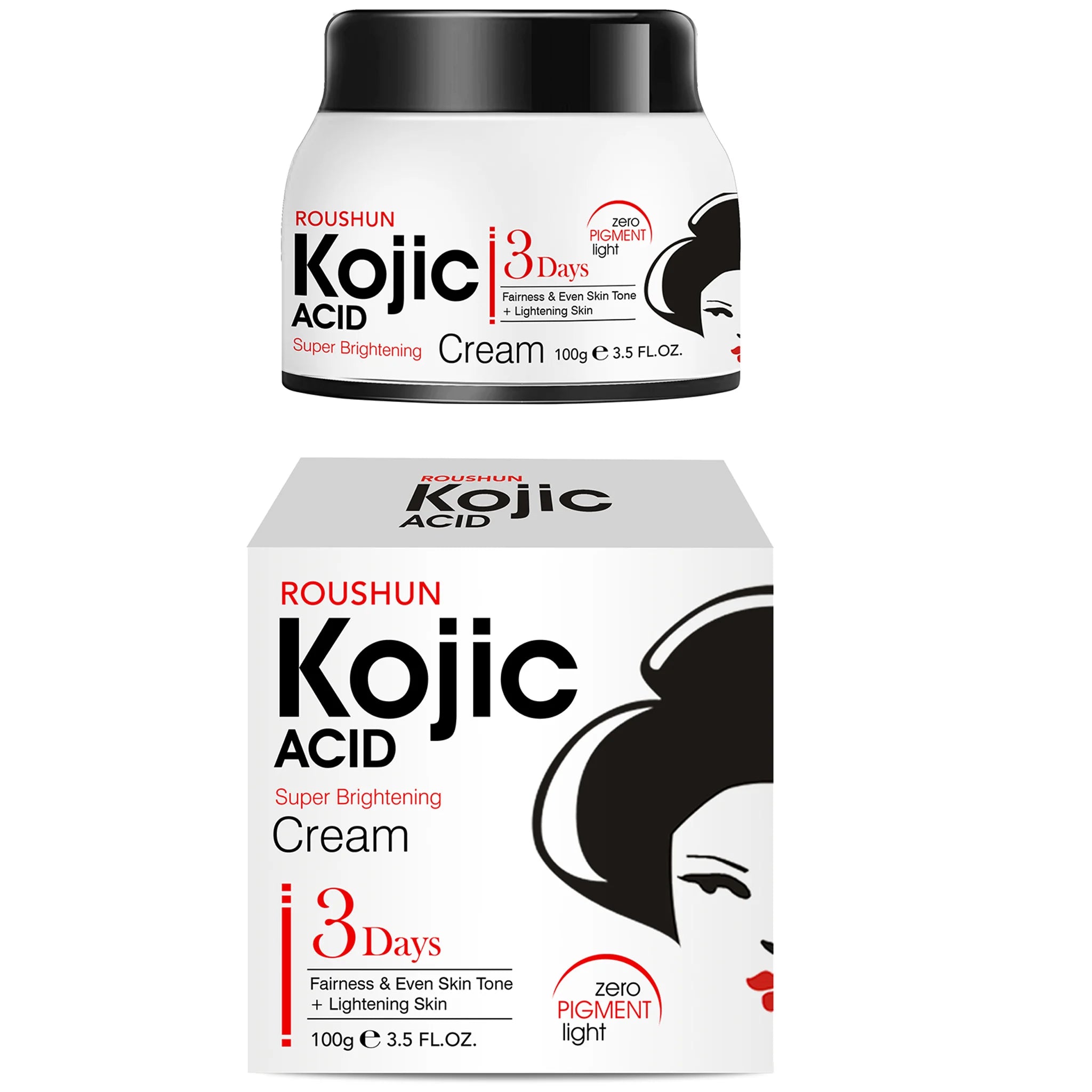 ROUSHUN Kojic Acid Brightening Face Cream – 100g Moisturizer