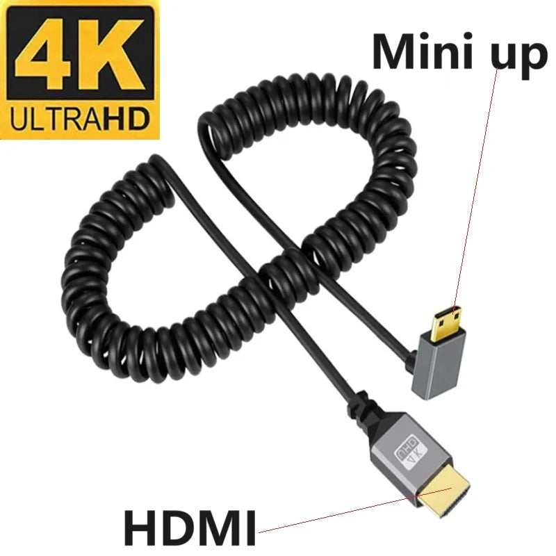 4K mini HDMI Cable 4K60HZ 0.5-2.4M mini HDMI-Compatible TO HDMI Coiled Extension Flexible Spiral Cable 4k MinihHDMI Cable Oasis Select Up