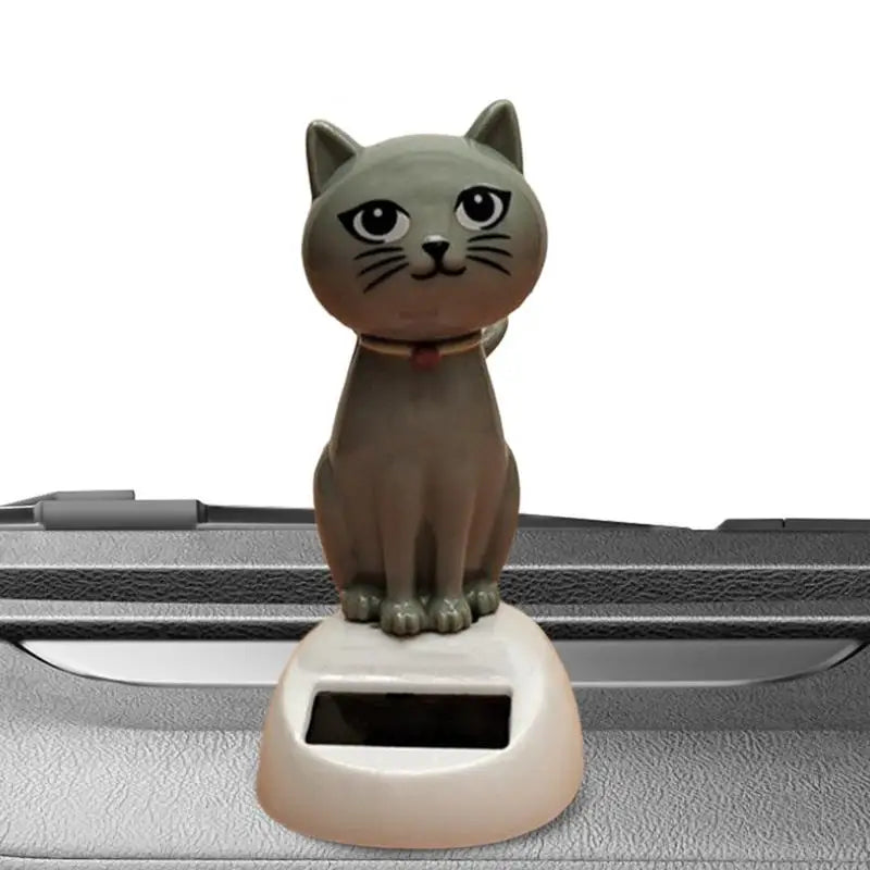 Solar Shaking Cat Car Decoration Cartoon Cat Toy Dashboard Decorations Solar Shaking Head Doll Black Cat Small Gadget Decor Oasis Select