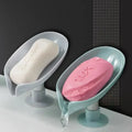 Leaf Shaped Suction Cup Soap Dish With Drain Holes Multifunctional Drying Rack Sponge Container For Bathroom&Kitchen Daily Use Oasis Select green