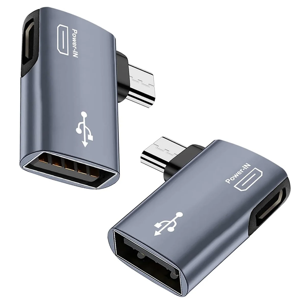 2Pcs OTG Adapter for 90 Degree Left/Right Angle Micro-USB to USB OTG Adapter for Android Phone Tablet Oasis Select