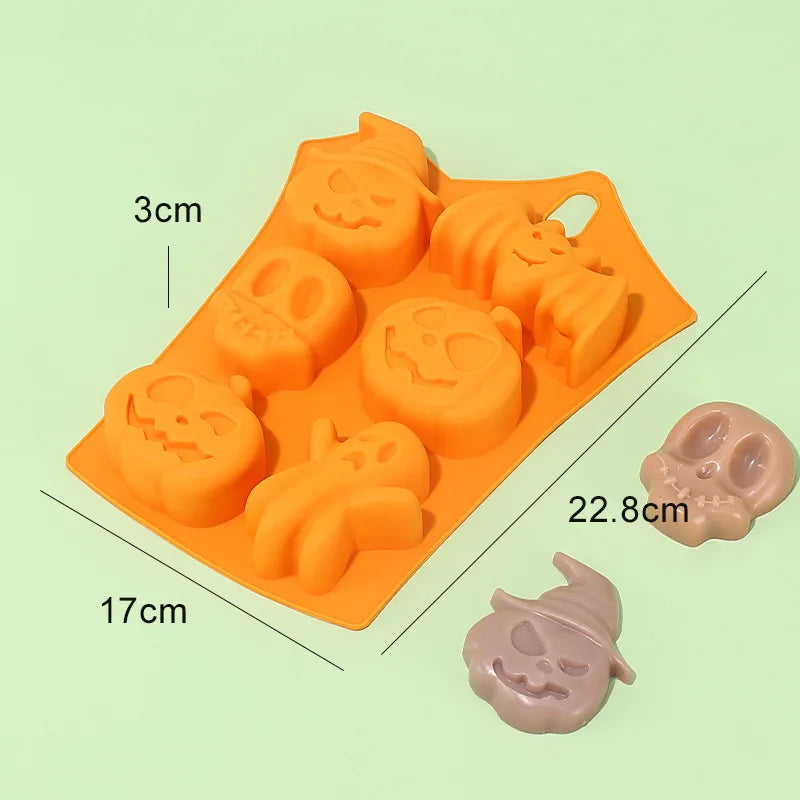 Halloween Silicone Molds Pumpkin Candy Mould Tray Pumpkin Ghost Bat Skull Fondant Chocolate Moulds for Craft Cupcake Soap Jelly Oasis Select 514