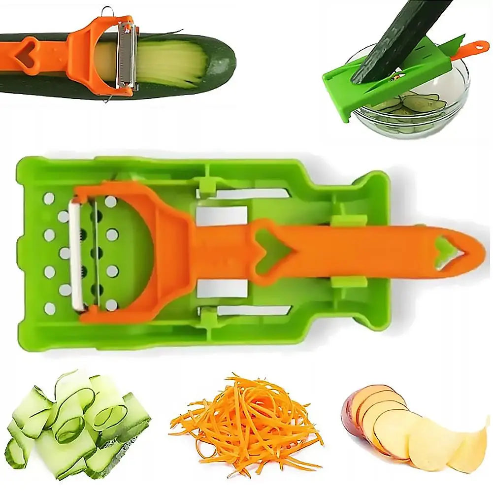 Multi Functional Fruit Vegetable Peeler 2-in-1 Fruit Slicer & Onion Chopper Tool Strips Steel Easy To Clean Kitchen Peeling Tool Oasis Select