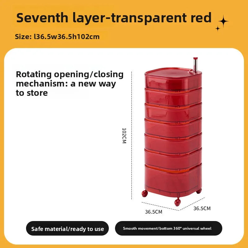 Bedside table 360 rotating mobile bedroom small cabinet Douyin Internet celebrity small storage simple locker Oasis Select 7 transparent red