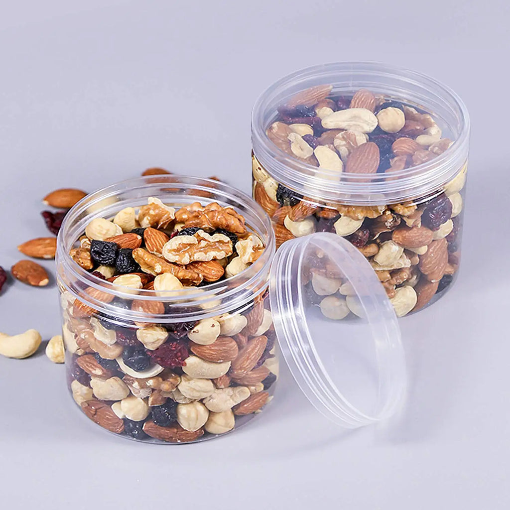 1PC Plastic Packing Bottle PET Clear Empty Seal Bottle Circular Bucket Storage Biscuit Jar Food Grade Sealed Cans Tank Container Oasis Select