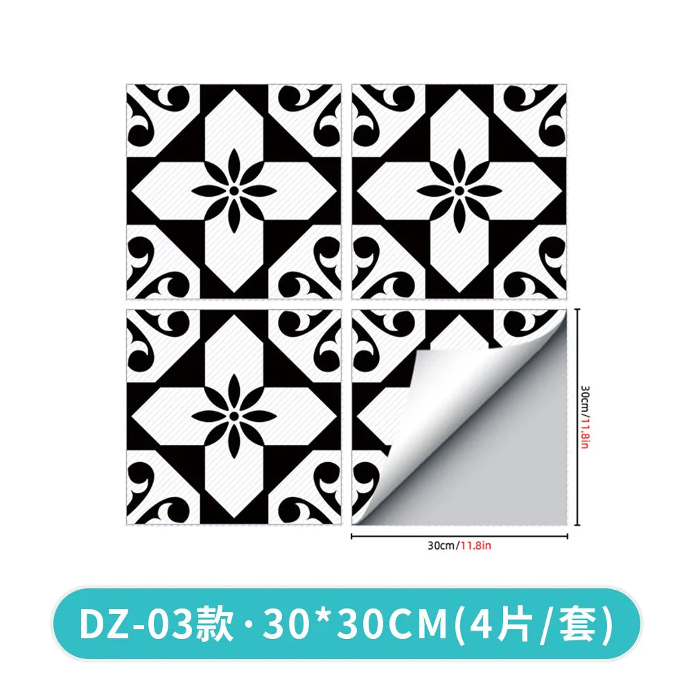 Kitchen Bathroom Oil Waterproof Non-slip Twill Floor Paste Bathroom Bedroom Living Room DIY Floor Paste Stickers Oasis Select DZ-03 30cmx30cm(4pcs-1set)