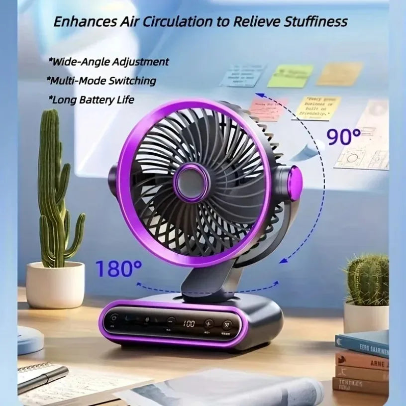 AI Smart Desktop Air Circulation Fan Turbo 100 Speed Type-C Rechargeable Quiet Brushless LED Display Timer for Home Office Baby Oasis Select