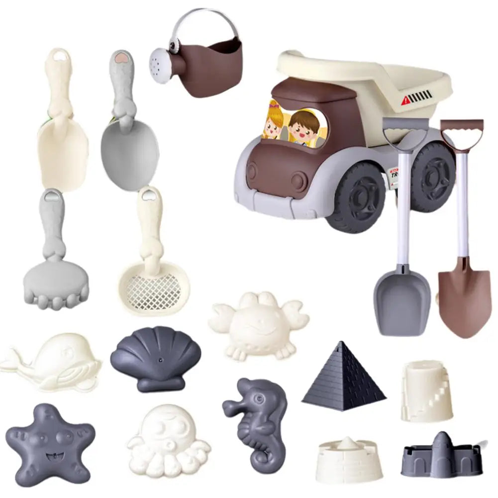 Kids Beach Sand & Water Play Set – Shovel, Rake & Bucket Beach Sand Play Set Oasis Select truck18pcs