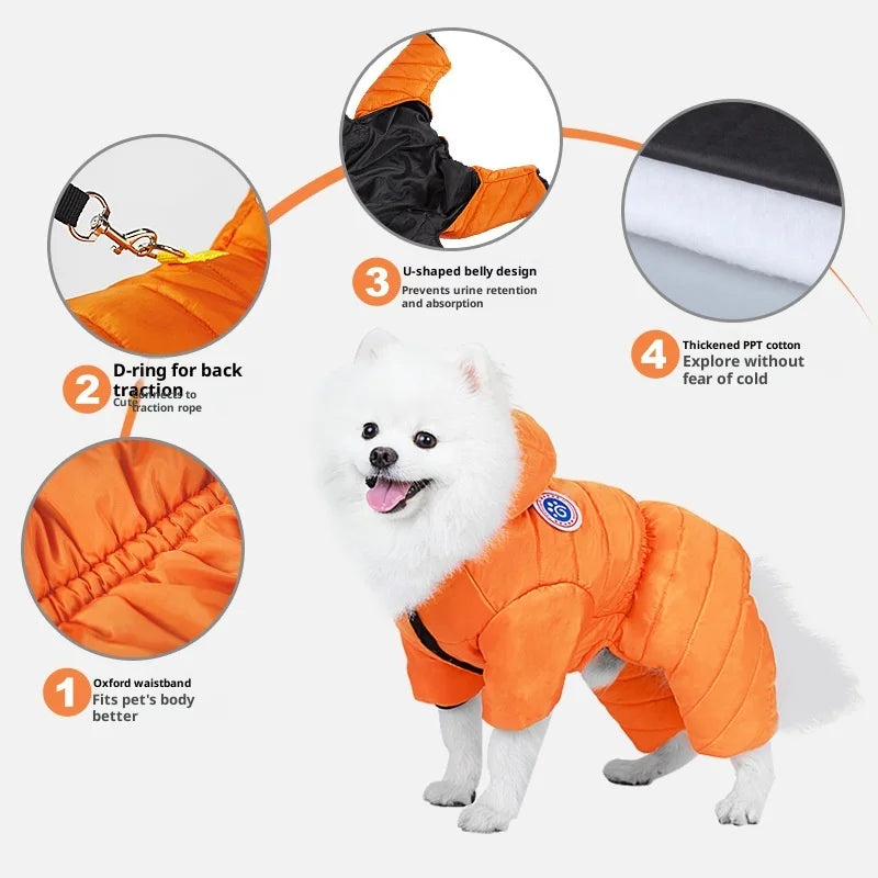 Dog Clothes Autumn and Winter Thickened Cotton Clothes Small Dog Teddy Bimi Bear Winter Warm Waterproof Four-legged Clothes Oasis Select