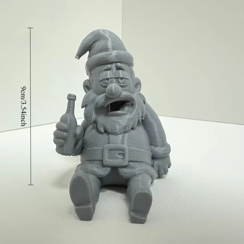 Drunk Gnome Bar Decor Figurines Ornaments Old Man Sitting Statue with Beer Bottle Funny Home Desktop Pub Kitchen Ornaments Gifts Oasis Select Drunk gray