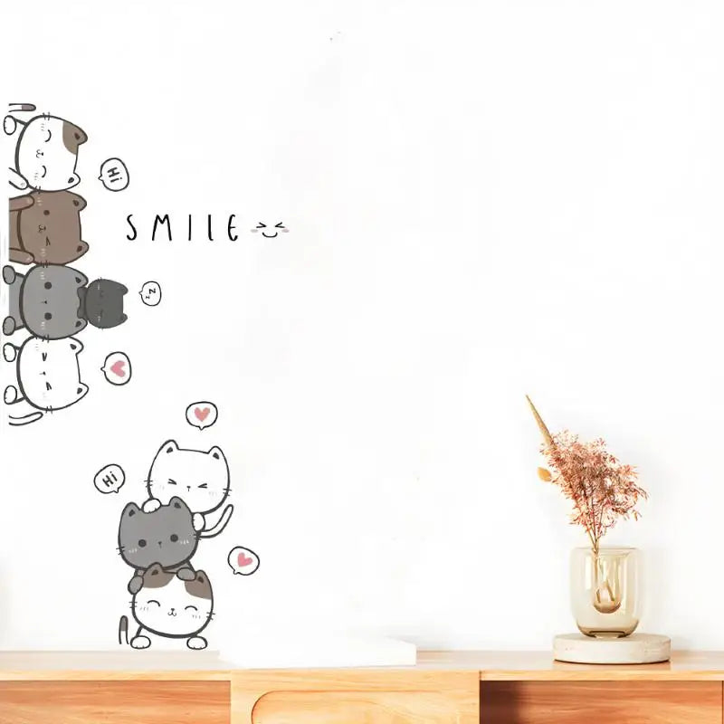 Cartoon Cat Wall Sticker PVC Decal – Kids Room & Home Décor