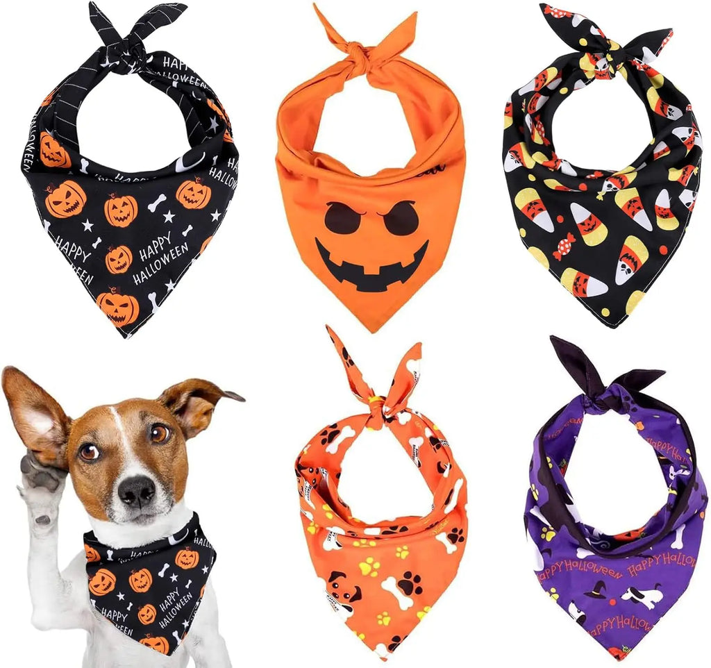 Dog Pet Triangle Towel Halloween Party Dog Bandana Adjustable Pet Scarf Bib For Dogs Pet Dog Grooming Accessories Oasis Select
