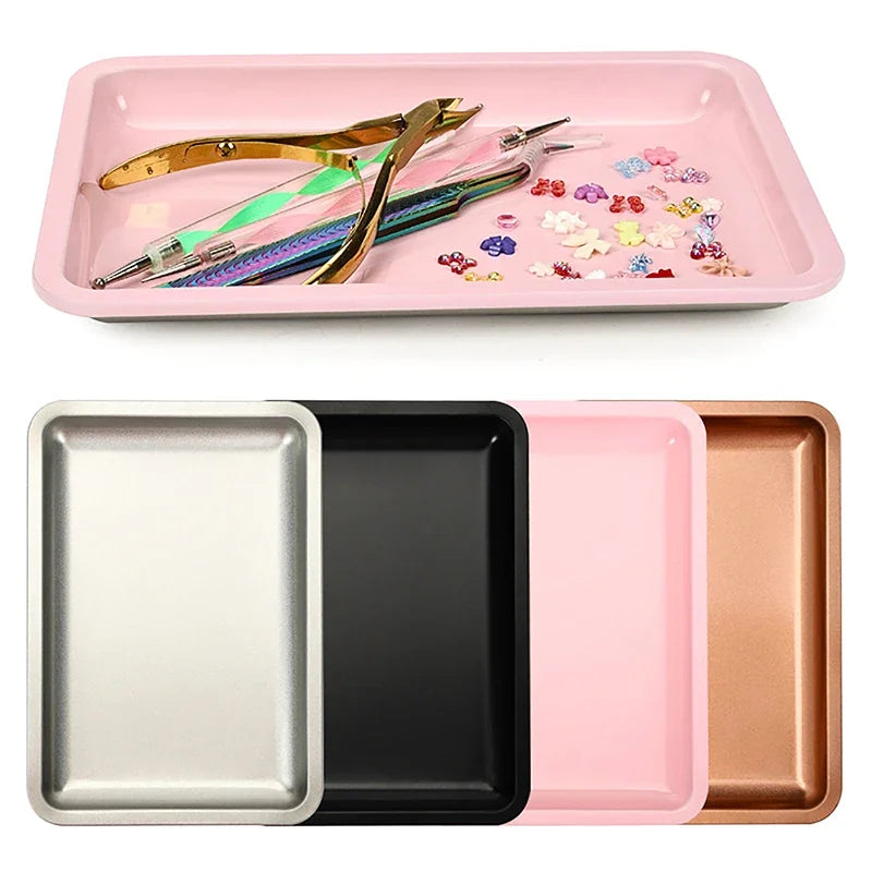 Stainless Steel Cosmetic Storage Tray Jewelry Tray Plate Doctor Surgical Tray Desktop Storage Tool Metal Fack Nail Art Tray Oasis Select