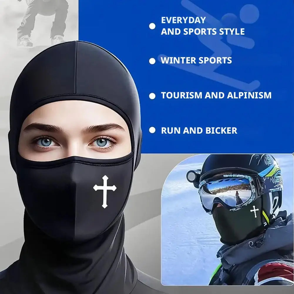 Breathable Black Cross Balaclava Caps for Men Face Ski Mask Beanie Four Seasons Bicycle Hiking Outdoor Sports Tool Bonnet Oasis Select