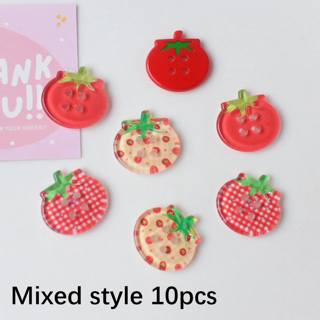 8/10/15Pcs Tomato Clear Buttons, DIY Sewing Accessories, Cute Jacket Cardigan Decoration, Button Up Garment Oasis Select Mixed style 10pcs 24mm