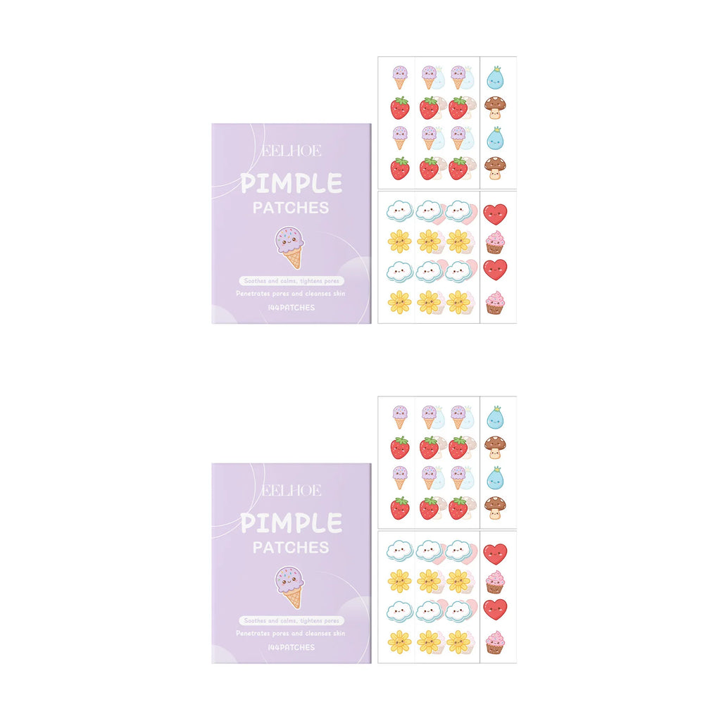 144pcs Cartoon Salicylic Acid Acne Patches Hydrocolloid Pimple Patches Invisible Facial Concealer Acne Patch Soothe Face Skin Oasis Select 2 x 144pcs Boxed
