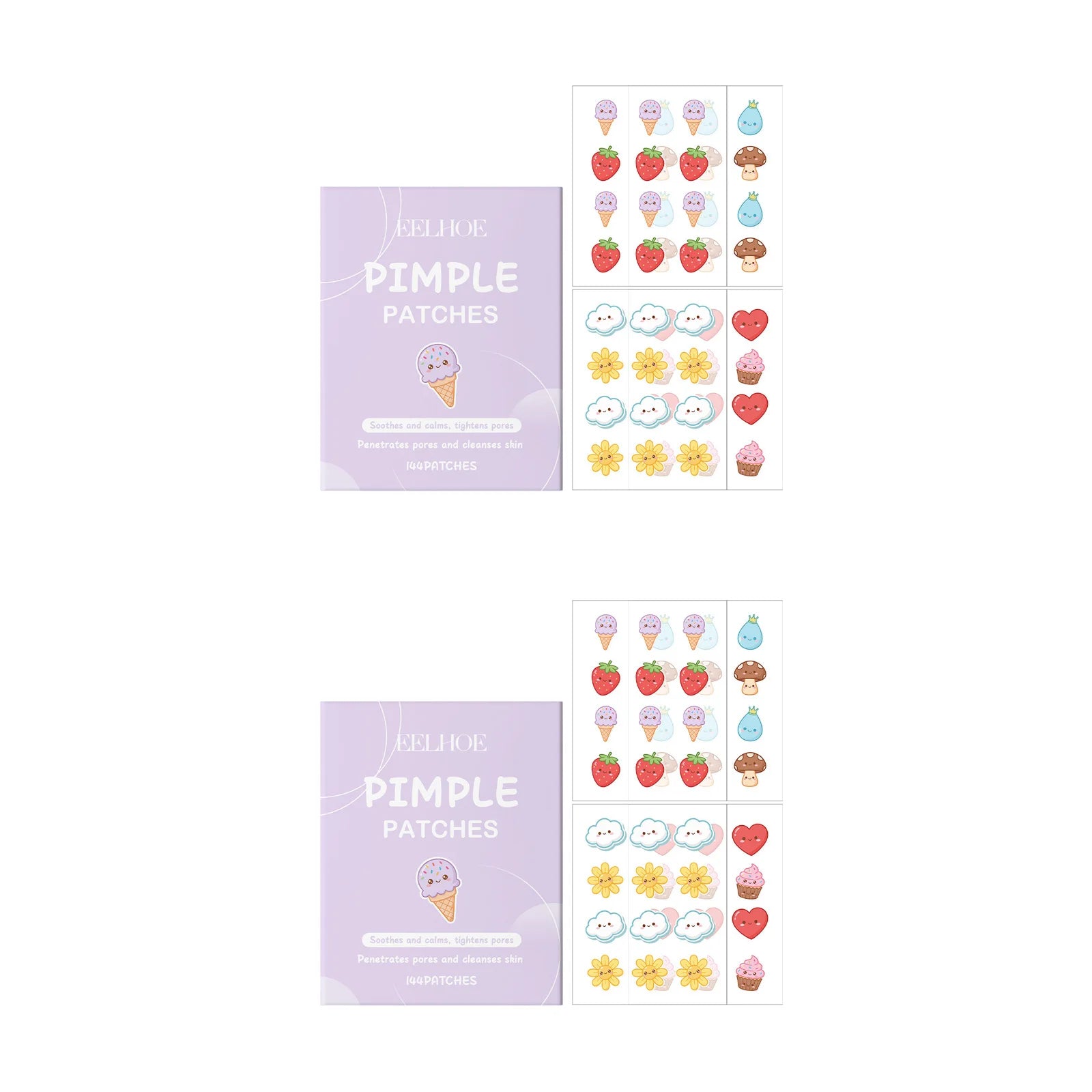 144pcs Cartoon Salicylic Acid Acne Patches Hydrocolloid Pimple Patches Invisible Facial Concealer Acne Patch Soothe Face Skin Oasis Select 2 x 144pcs Boxed