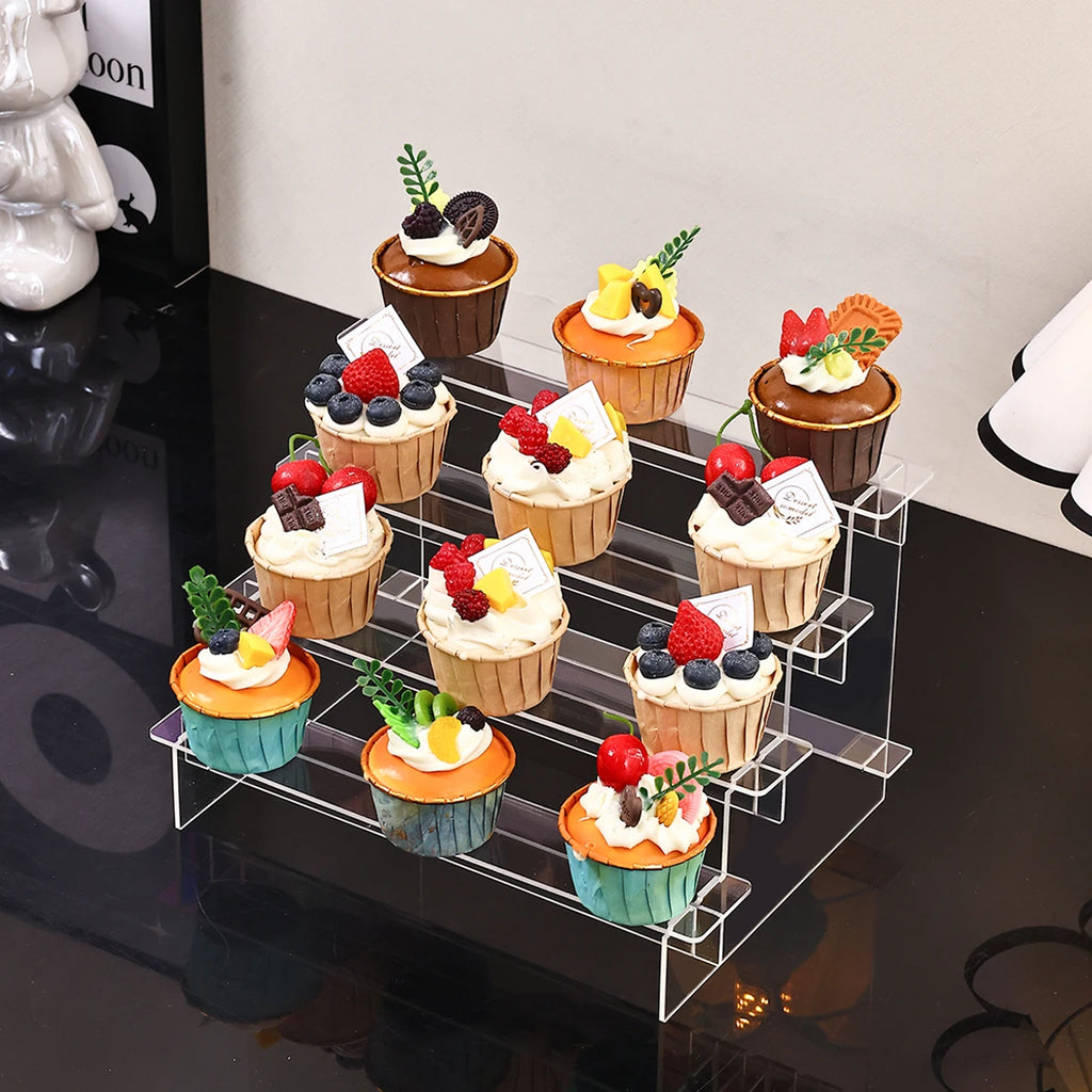 1pc transparent acrylic stepped dessert display rack perfume display rack is suitable shop cupcakes jewelry lipstick organizer Oasis Select
