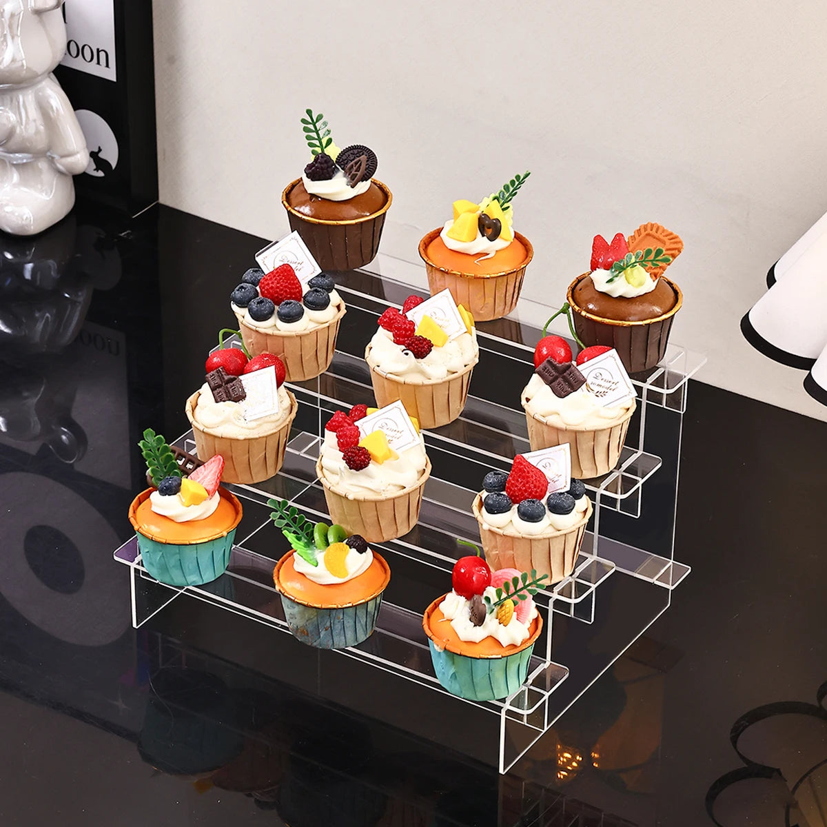 1pc transparent acrylic stepped dessert display rack perfume display rack is suitable shop cupcakes jewelry lipstick organizer Oasis Select