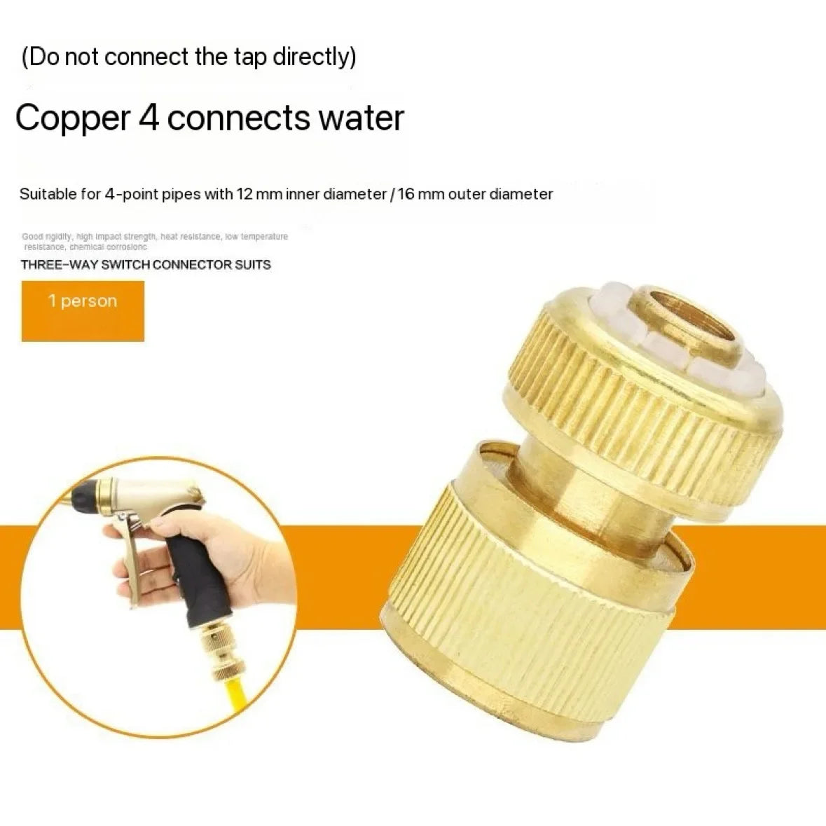 4-point Water Pipe Quick Connector Copper High Pressure Coupling for Water Gun Adapter Joints Garden Irrigation Accessories Oasis Select