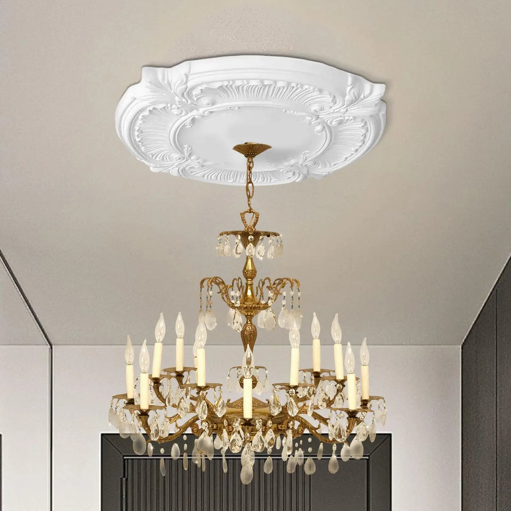Ceiling Medallions PU Ceiling Medallion For Chandelier Elegant European Safe Decoration For Homeowners Contractors Interior Oasis Select