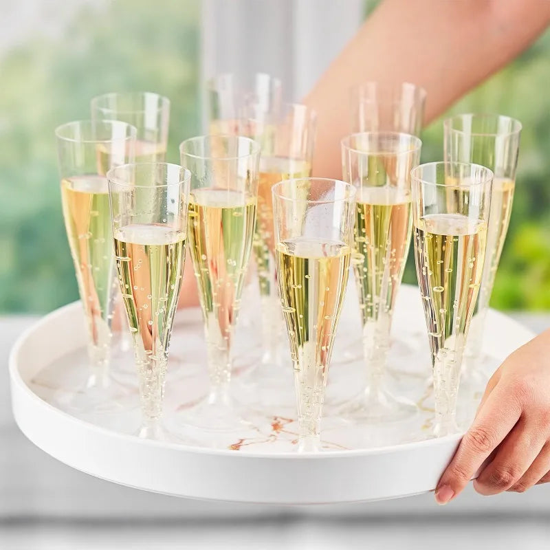 100pcs 5oz Disposable Cups Sparkling Champagne Bar Cups Plastic Champagne Flutes Clear Toasting Glasses for Weddings Party Oasis Select