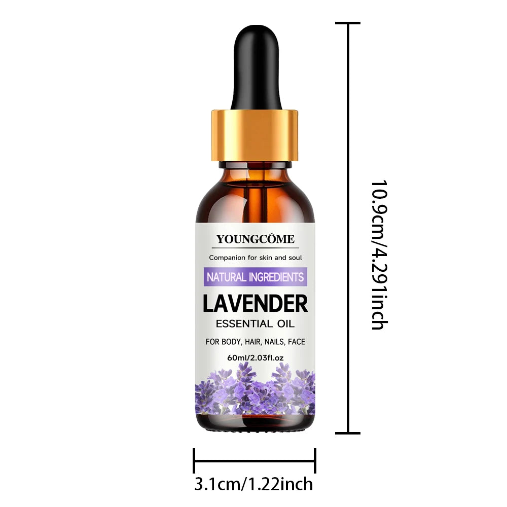 Lavender essential oil Pure natural, hair moisturizer, suitable for hair, face and body,suitable for all skin types hair types Oasis Select 60ml OIL