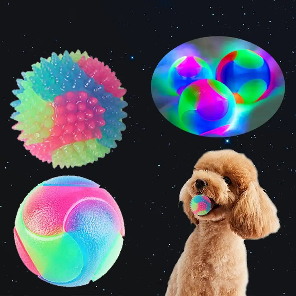 Pet Light Up Toy Ball Glowing LED Puppy Flashing Elastic Ball Toy Color Light TPR Ball Interactive Toys For Cats Dogs Oasis Select