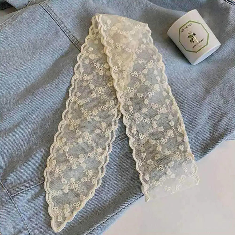 Fashion Multi-Functional Lace Scarf Pastoral Forest Style Fairy Hair Tie Spring-Summer Bandana Scarves for Women Girls Oasis Select