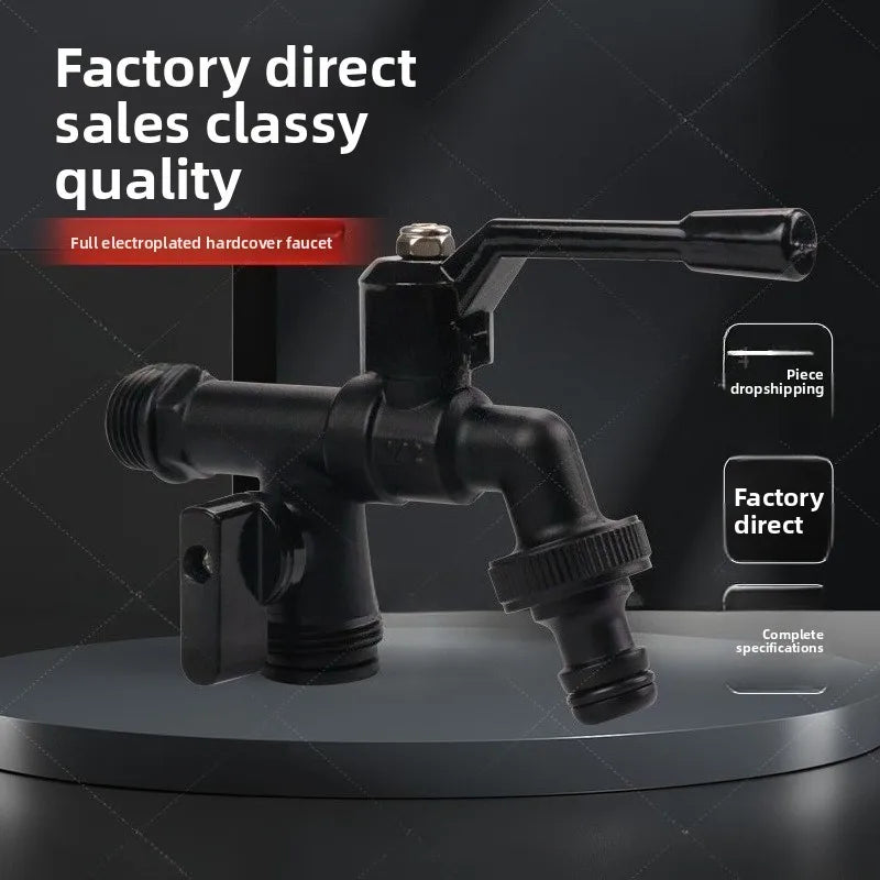 Black Faucet Outdoor Garden Anti-Freeze Bibcocks With Dual Outlet For Washing Machine 1/2 Inch Outdoor Hose Faucet Garden Oasis Select