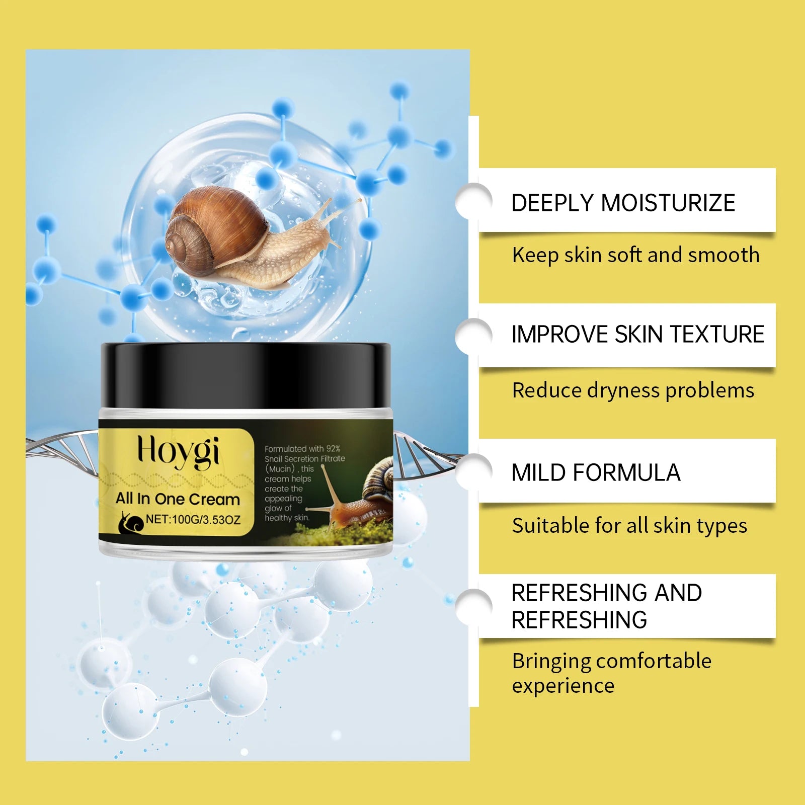 Snail Essence Face Cream – Deep Moisturizer for Dry Skin Facial Moisturizer Cream Oasis Select