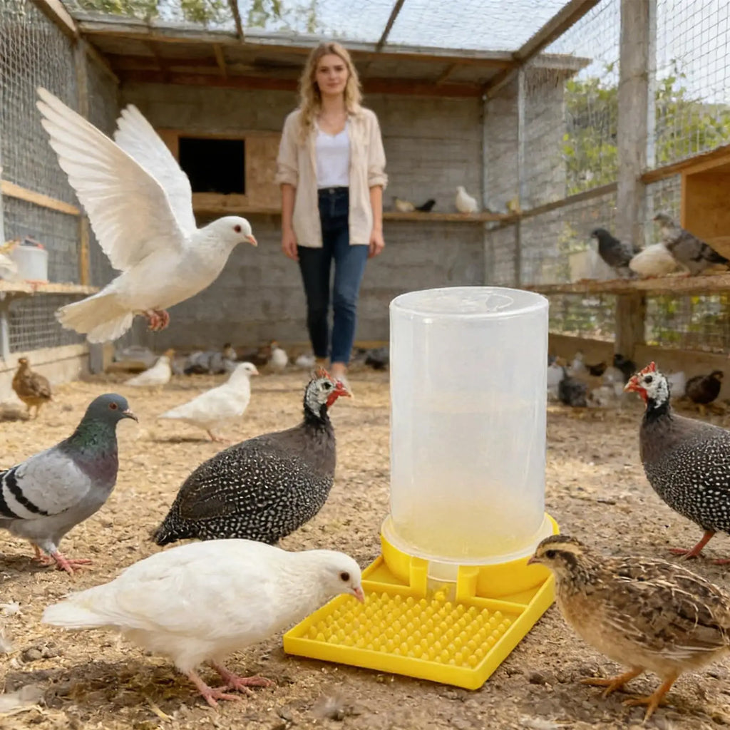 Quail Waterer No Waste Leakproof Large Capacity Clear Feeder Poultry Water Cup Feeding Container for Ducks Hens Chicks Turkey Oasis Select