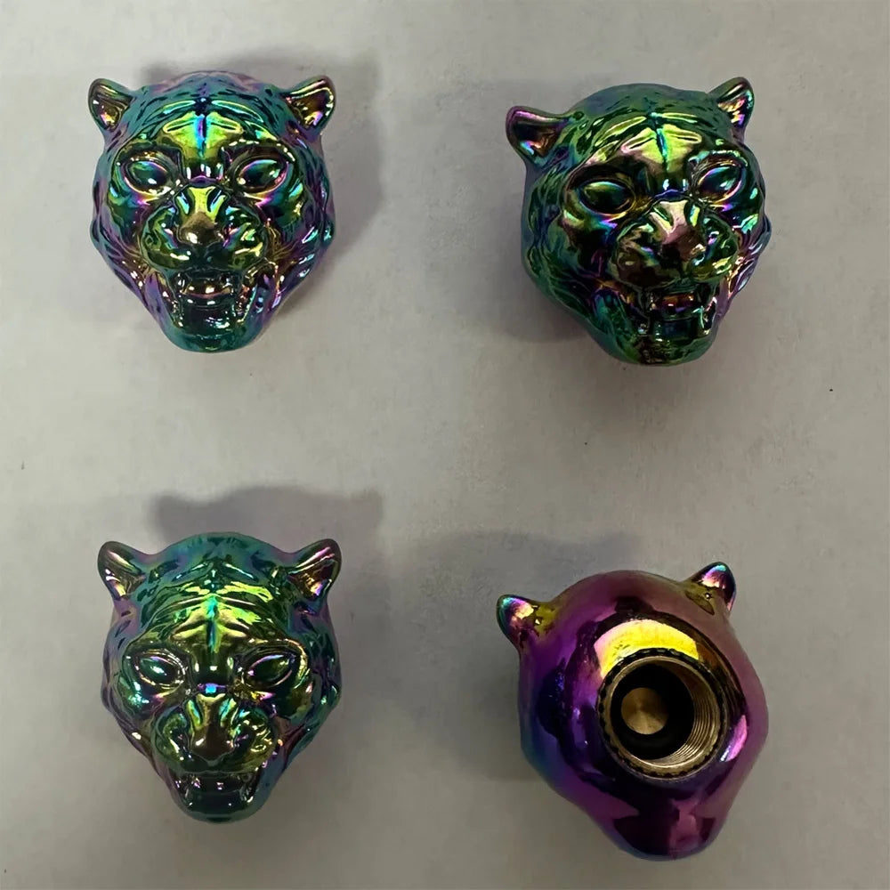 4Pcs Tiger Style Tire Valve Stem Caps 3D Animal Car Accessories Decor Tire Air Caps for Car,SUV,Bike,Motorcycle,Bicycle Oasis Select Colorful
