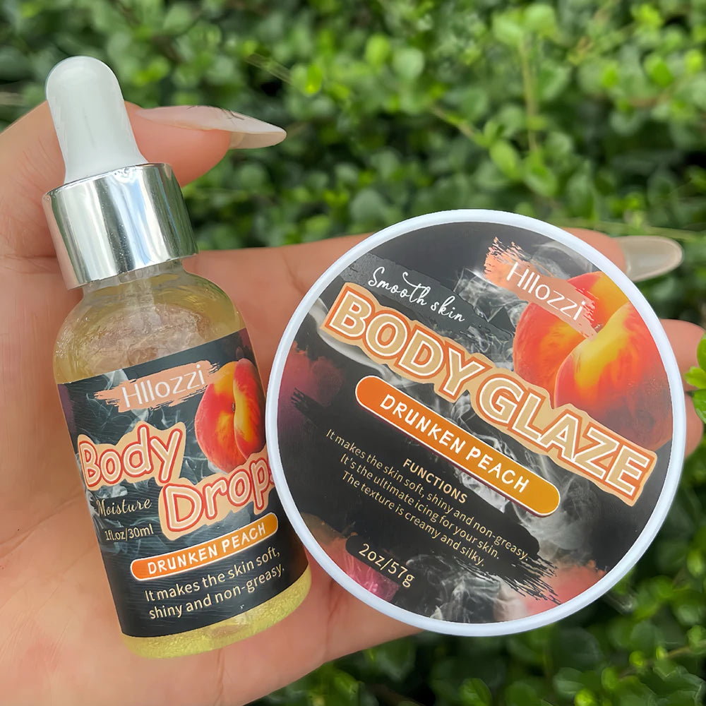 Body Glaze & Body Oil Combination Various flavors Non-greasy Hydrating and moisturizing Body Lotion Massag Oasis Select Peach Set