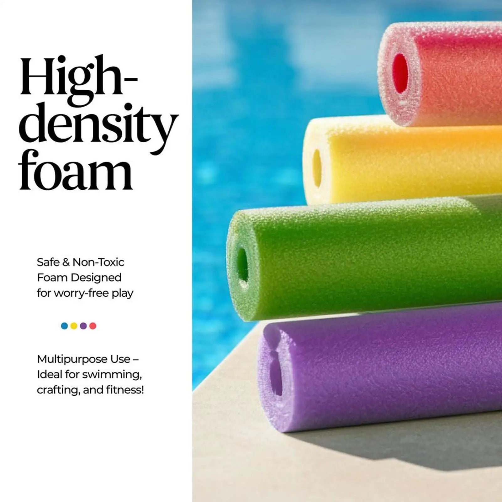 Pool Noodles Foam Tube Floating Hollow Large Colorful Exercise Aid Pool Noodles Tube for Aerobics Craft Projects Parties Water Oasis Select