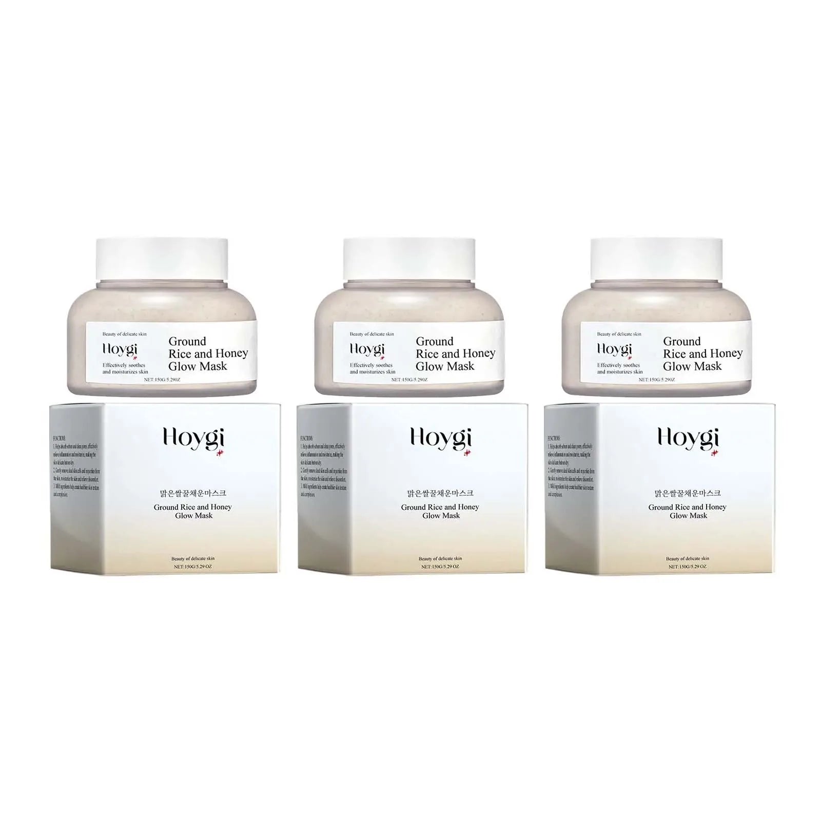 Rice & Honey Face Mask Moisturizing Fade Dark Spot Hydrating Repair Brightening Shrink Pore Hydrating Mask Glowing Skin Care Oasis Select 3 x 150g Boxed