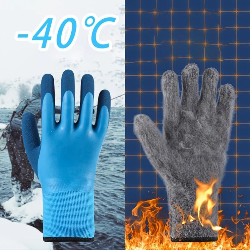 Winter Work Gloves 1 Pairs with PU Palm Coating and Nitrile Safety Protective Glove Professional Thickened Warm for Cold Weather Oasis Select
