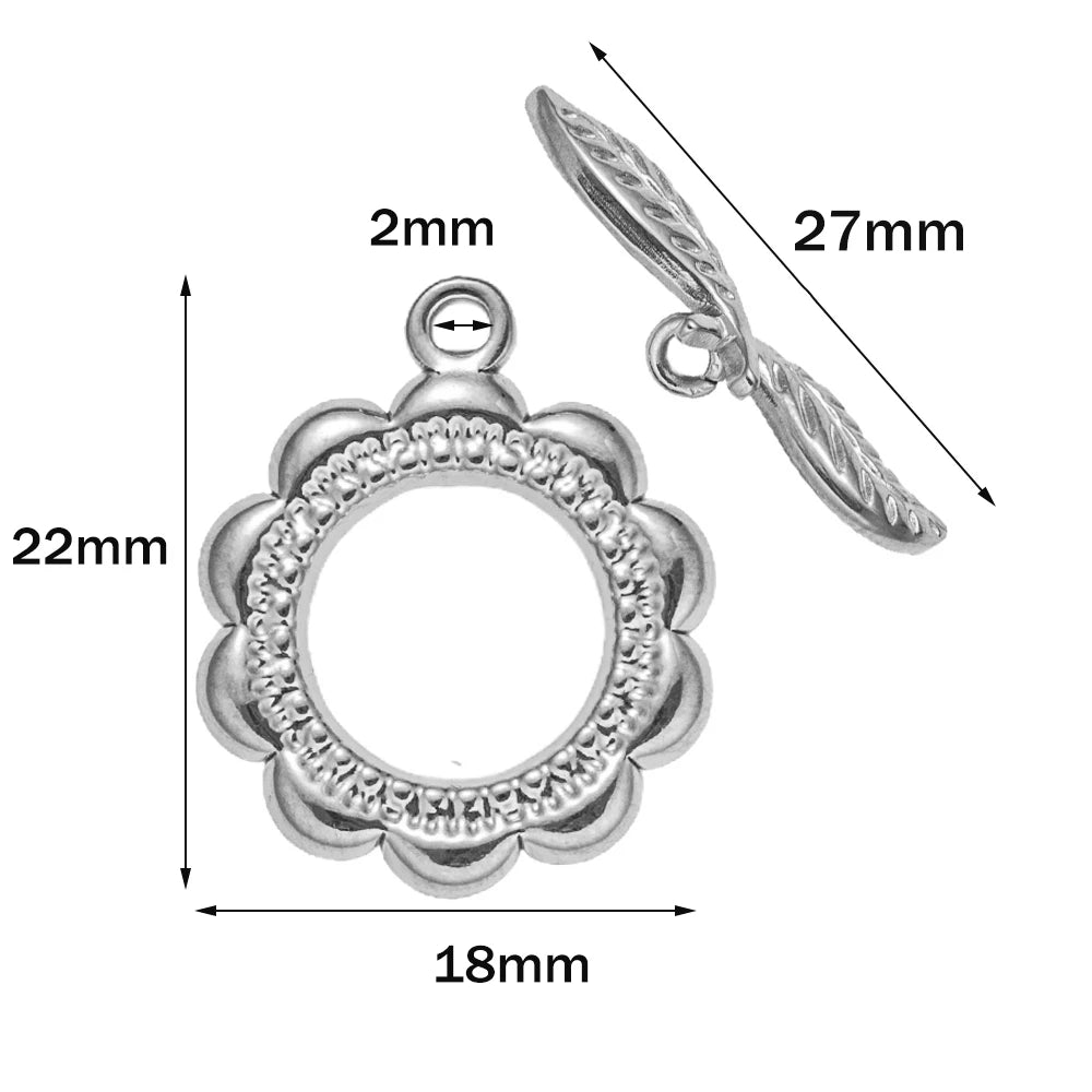 5 Sets Stainless Steel Toggle Clasp T-bar Closure Ring Fastener Hook