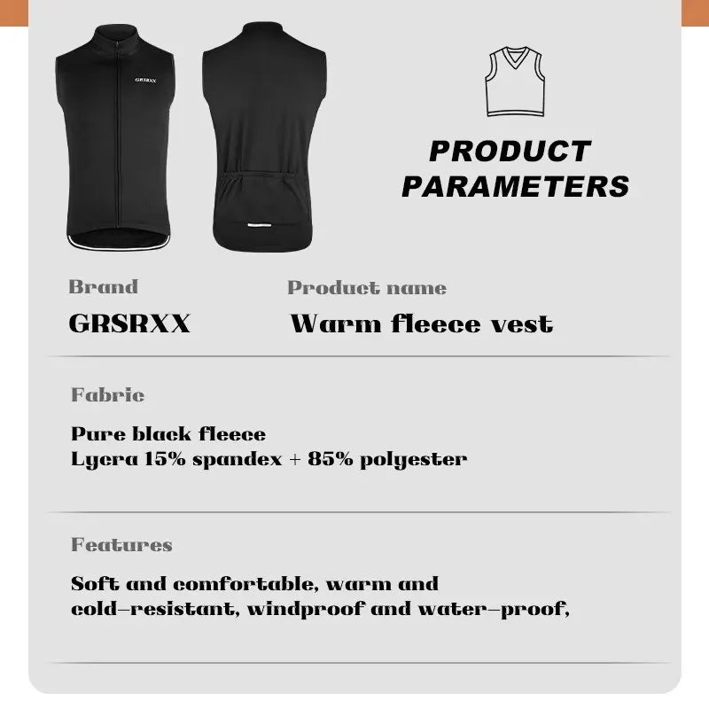 GRSRXX Winter Thermal Cycling Jacket MTB Bike Coat Bicycle Clothing Sleeveless Cycling Jerseys Ciclismo Jackets Men Women Oasis Select