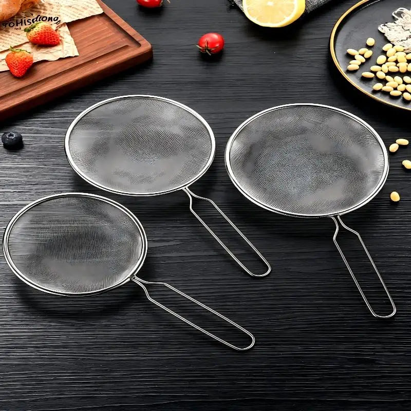 Ergonomic Kitchen Strainer with Non-Slip Handle & Hook Food Safe for Christmas Recipe Prep Fruit Vegetable Draining Oasis Select