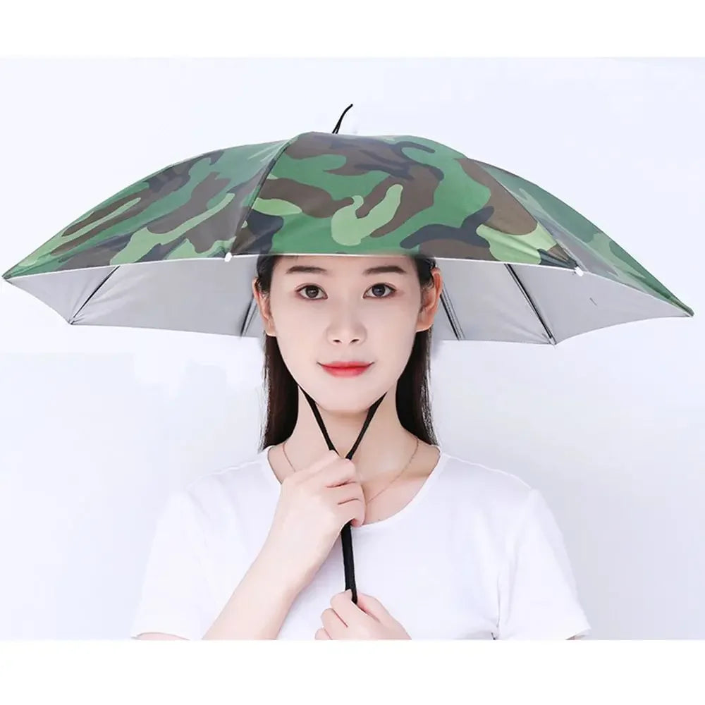 Hands-Free Umbrella Hat – Foldable Sun & Rain Head Umbrella